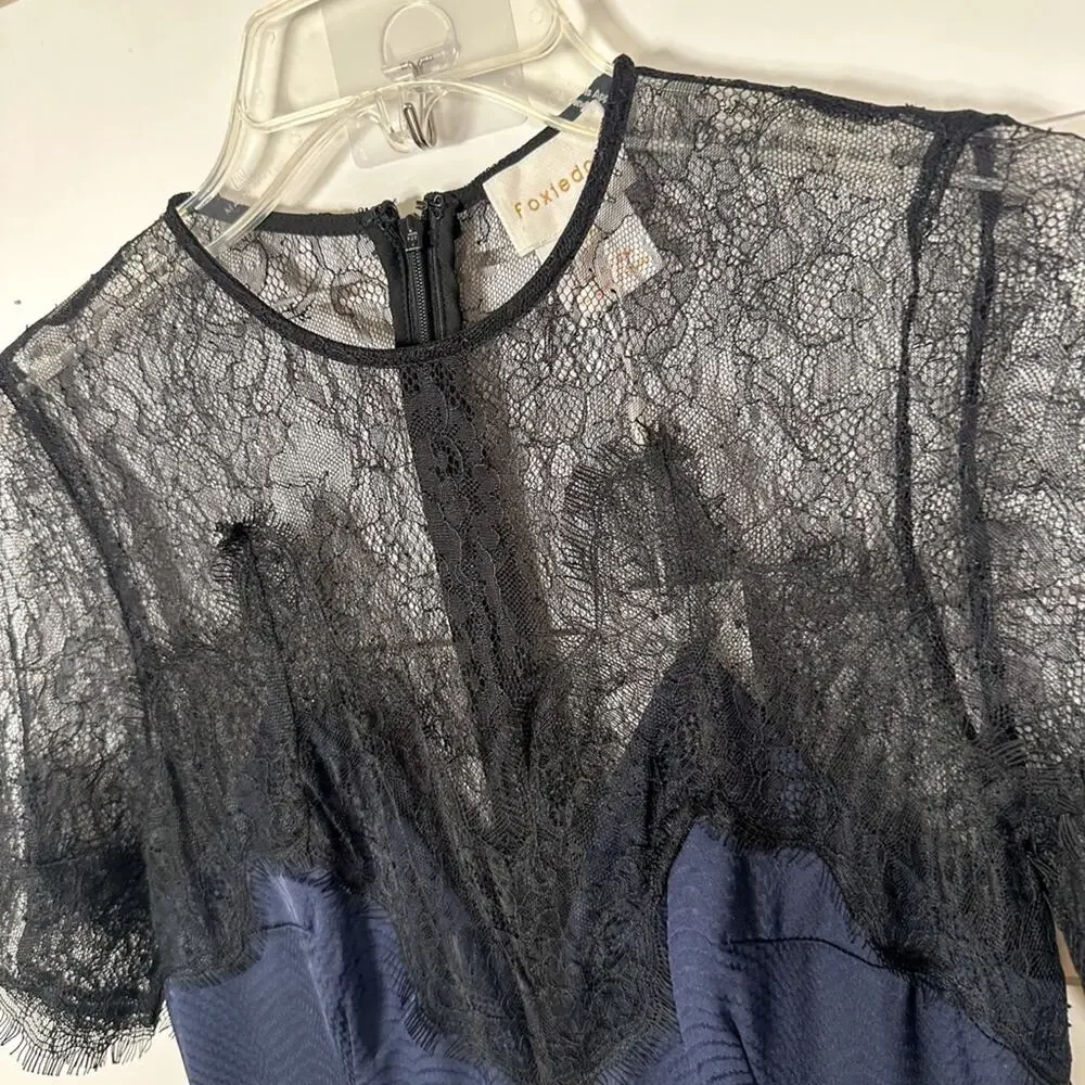 NEW Foxiedox Nixie Lace Wide Leg Illusion Neck Jumpsuit, NWT, Size XS, MSRP $189